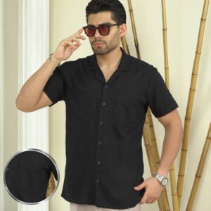 پیراهن لینن نخی خنک رنگ مشکی